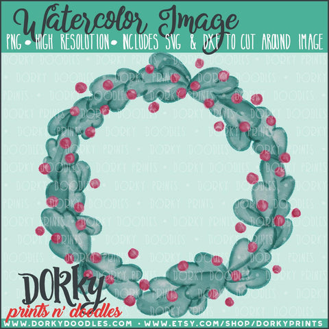 Christmas Holly Wreath Watercolor PNG
