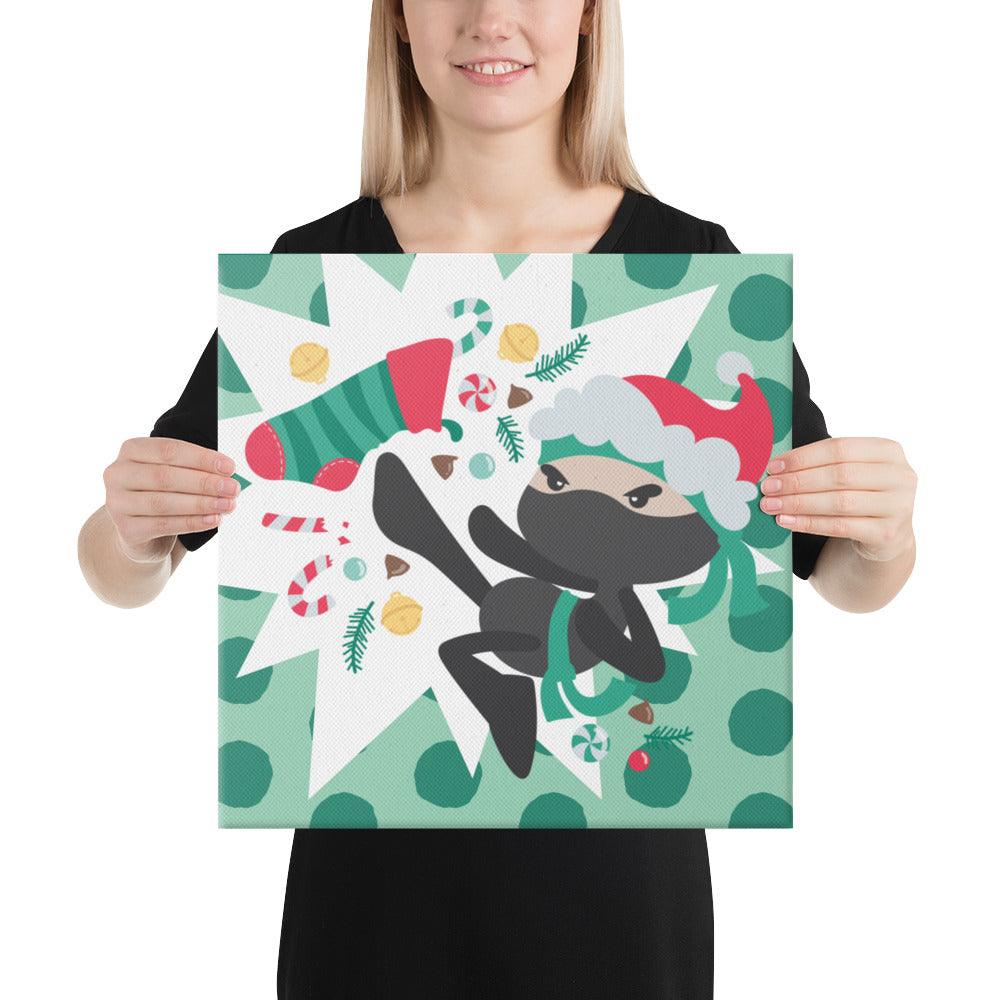 Christmas Ninja Canvas 16x16 Inches - Dorky Doodles