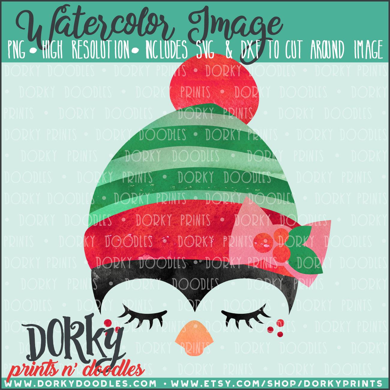 Christmas Penguin Watercolor PNG