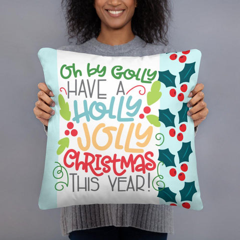 Christmas Pillow - Holly Jolly Season - Two Sizes - Dorky Doodles
