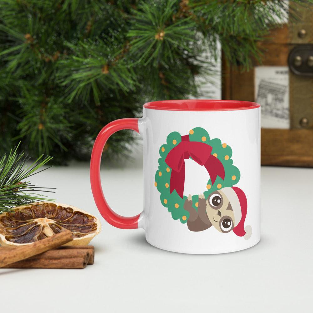 Christmas Sloth Mug with Red Inside