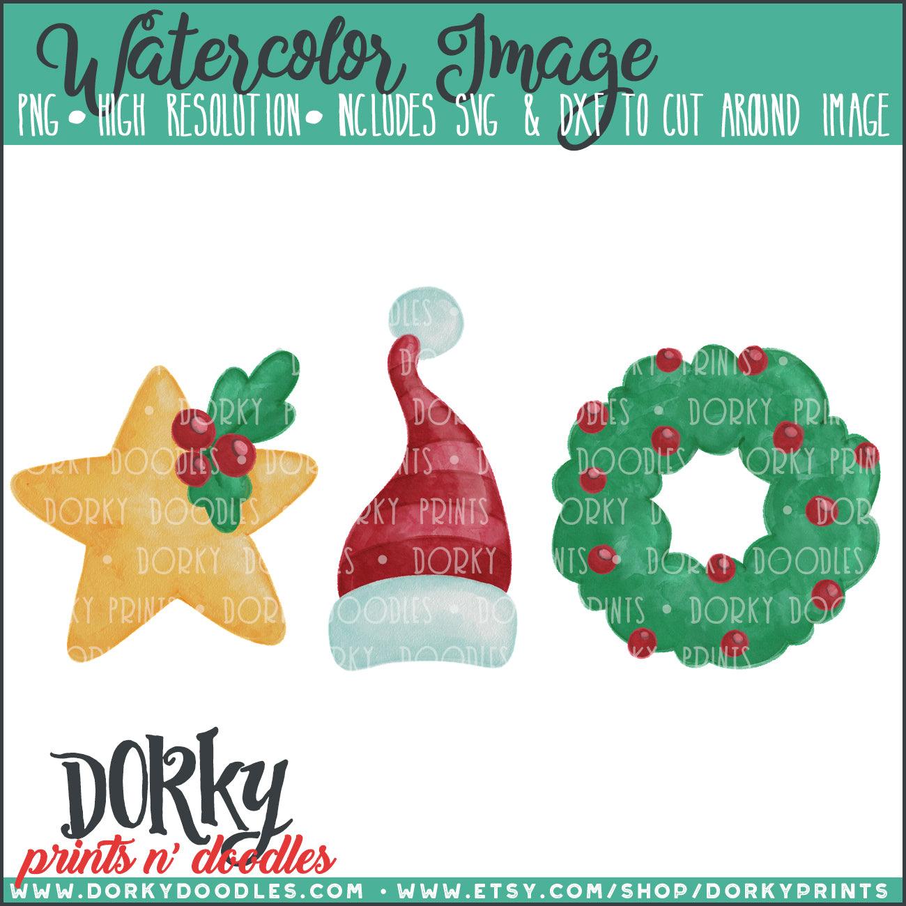 Christmas Trio Watercolor PNG