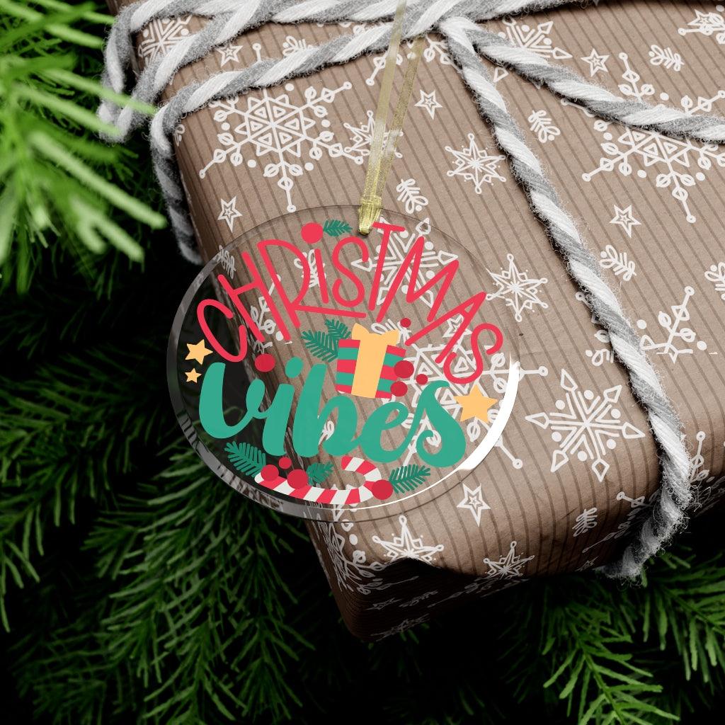 Christmas Vibes Glass Ornament
