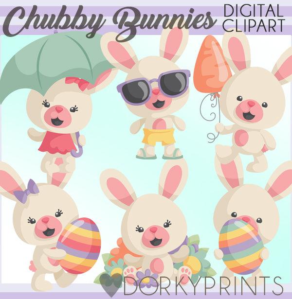 Chubby Easter Bunny Spring Clipart