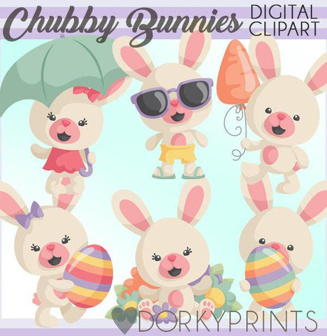 Chubby Easter Bunny Spring Clipart