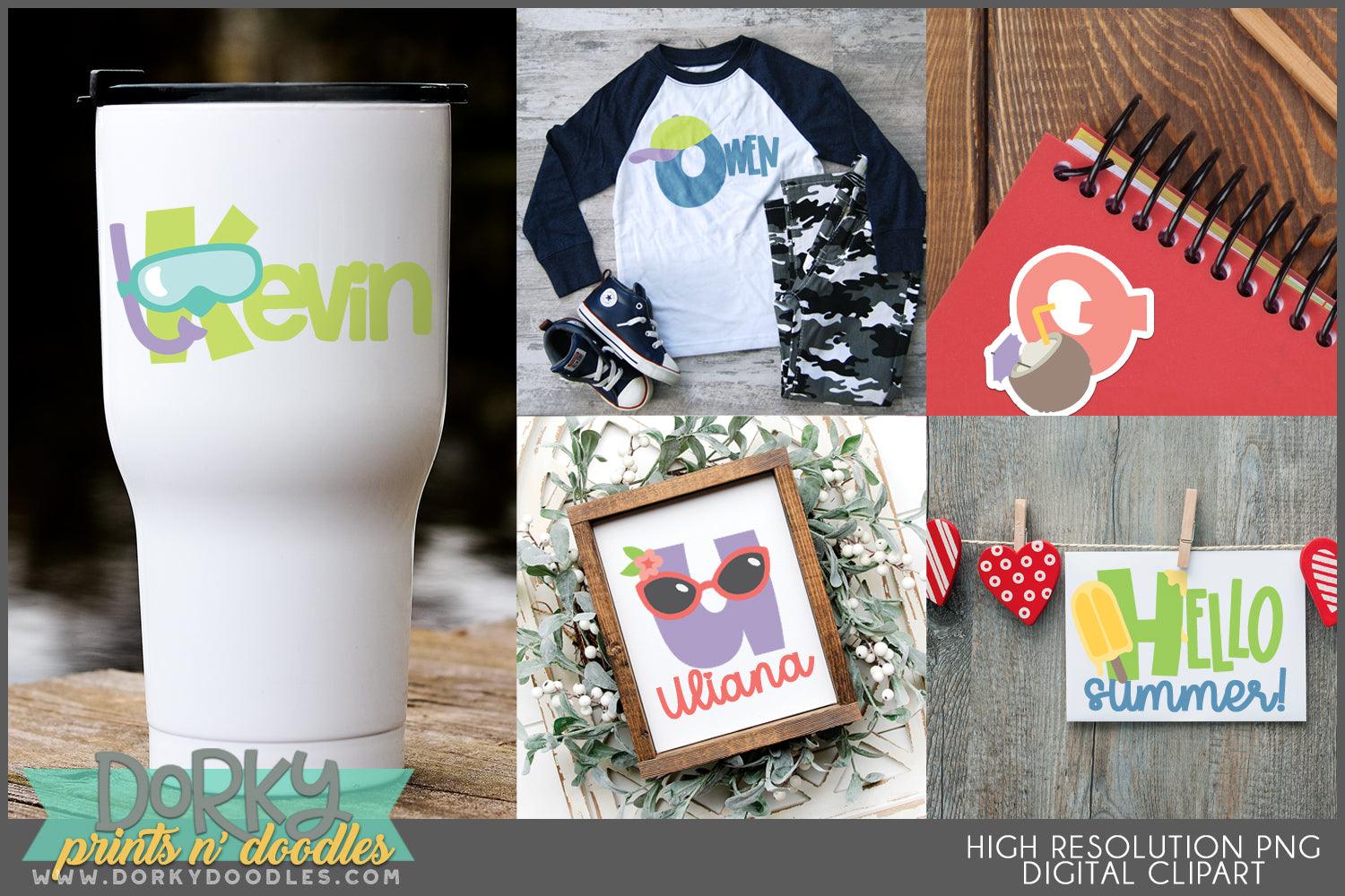 Chunky Summer Alphabet Clipart