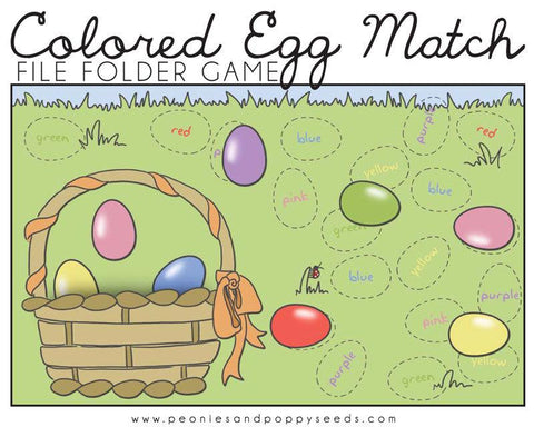 Colored Eggs Matching Game Learning Printables
