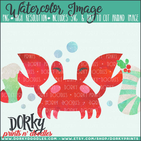 Crabby Christmas Watercolor PNG