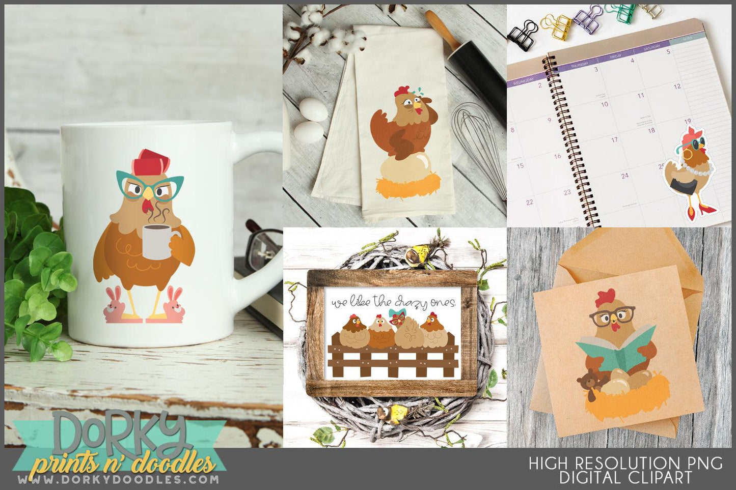 Cute and Silly Chicken Animals Clipart