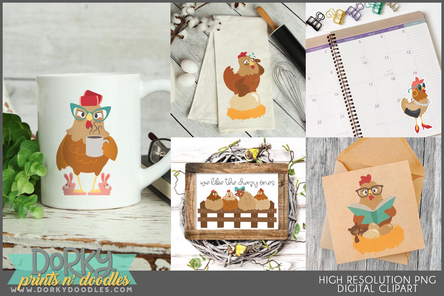 Cute and Silly Chicken Animals Clipart