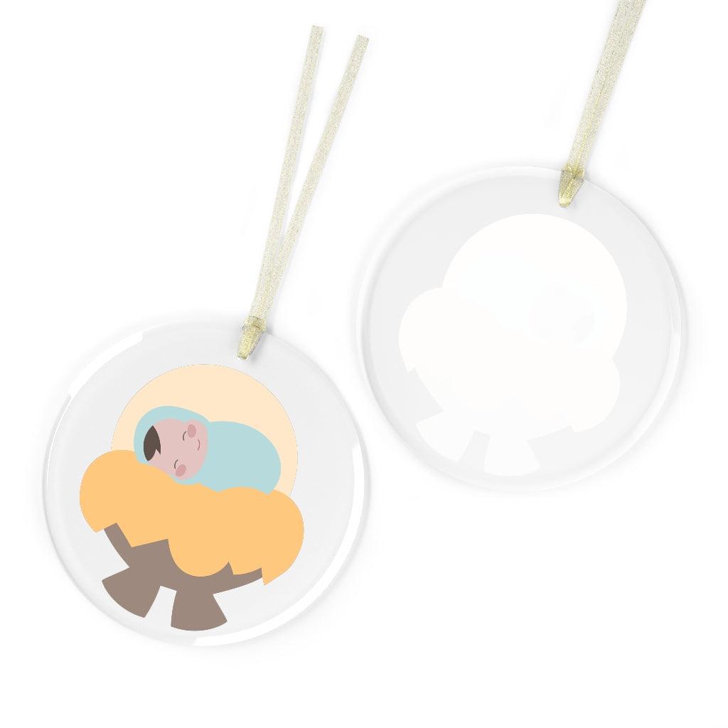 Cute Baby Jesus Glass Ornament