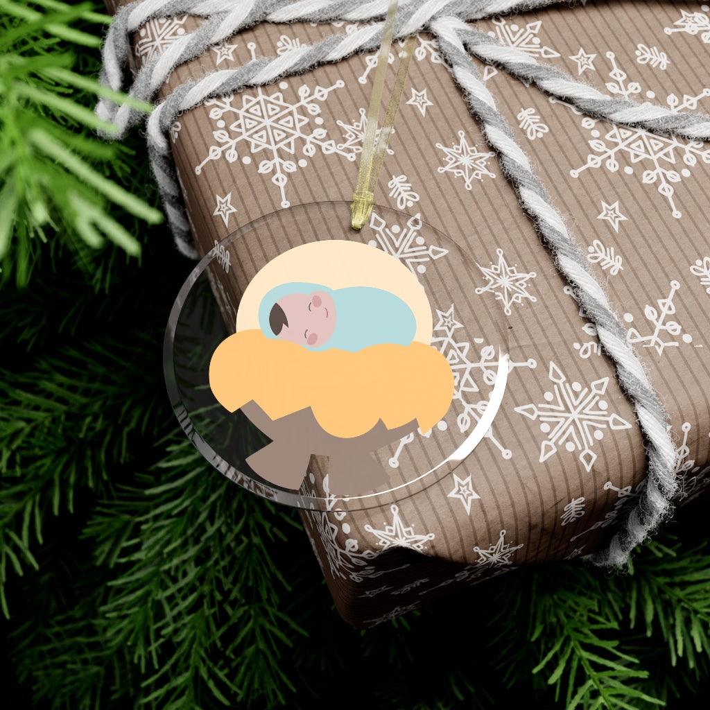 Cute Baby Jesus Glass Ornament