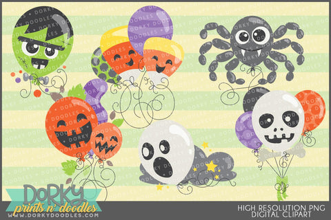 Cute Balloons Halloween Clipart