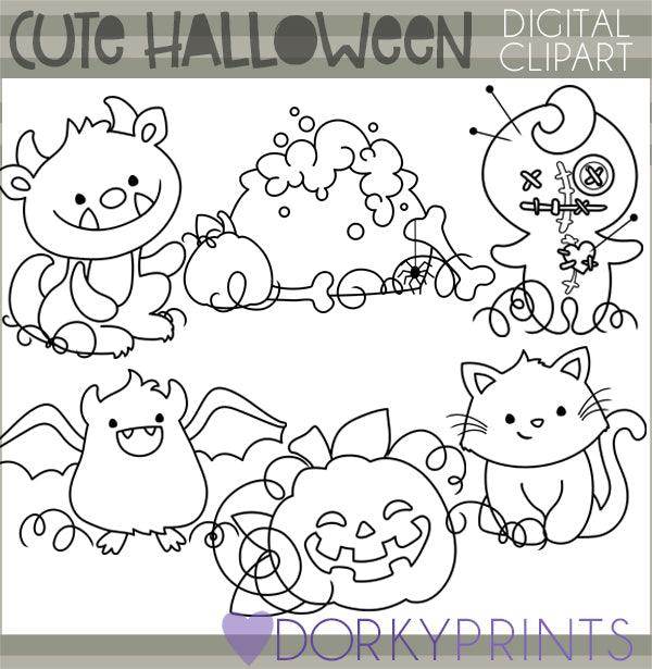 Cute Blackline Halloween Clipart