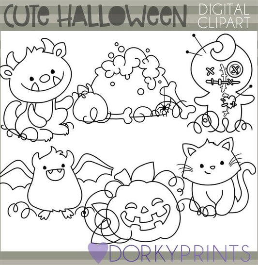 Cute Blackline Halloween Clipart
