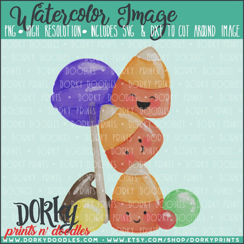 Cute Candy Corn Watercolor PNG