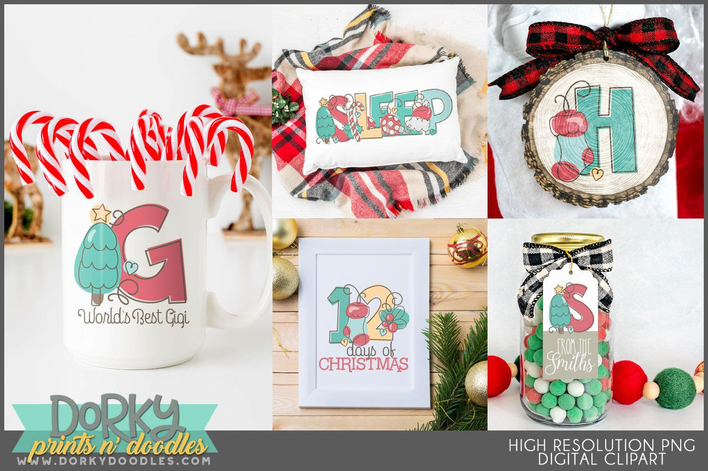 Cute Christmas Alphabet Clipart