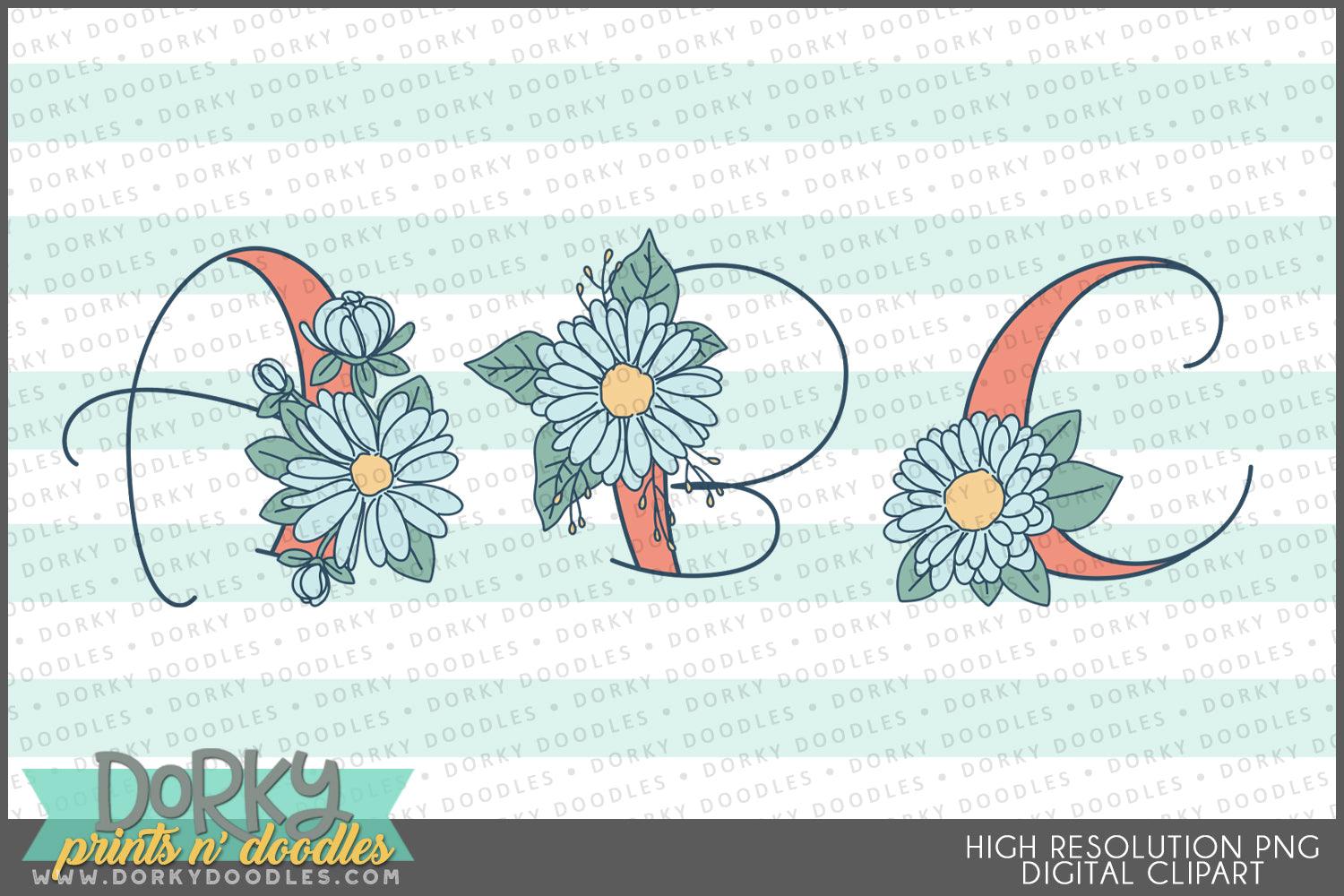 Cute Daisy Alphabet Clipart - Dorky Doodles