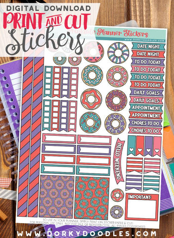 Cute Donut Print and Cut Planner Stickers