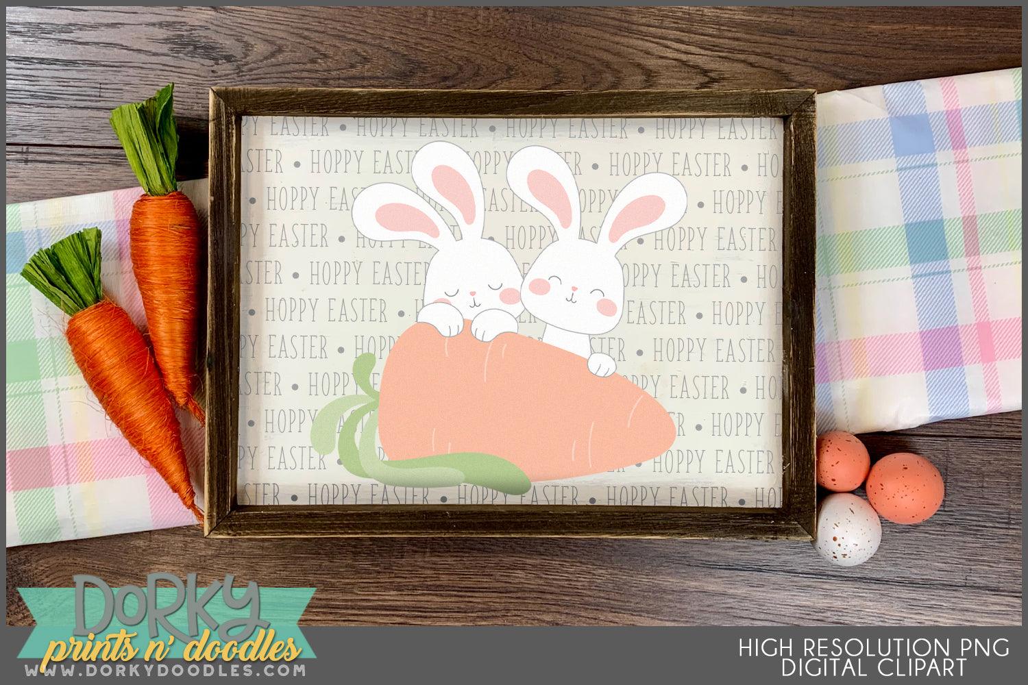 Cute Easter Bunny Spring Clipart - Dorky Doodles