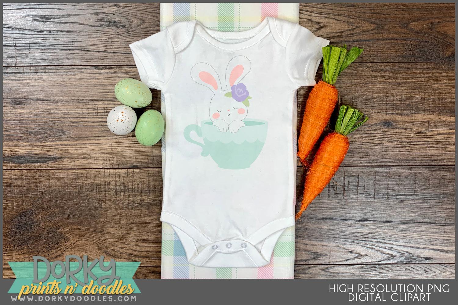 Cute Easter Bunny Spring Clipart - Dorky Doodles