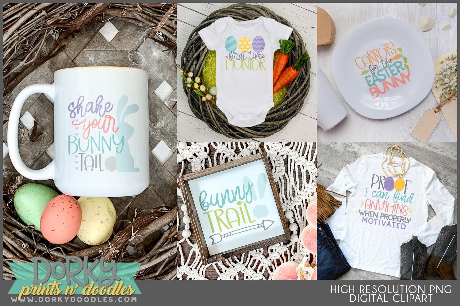 Cute Easter Phrases Spring Clipart - Dorky Doodles