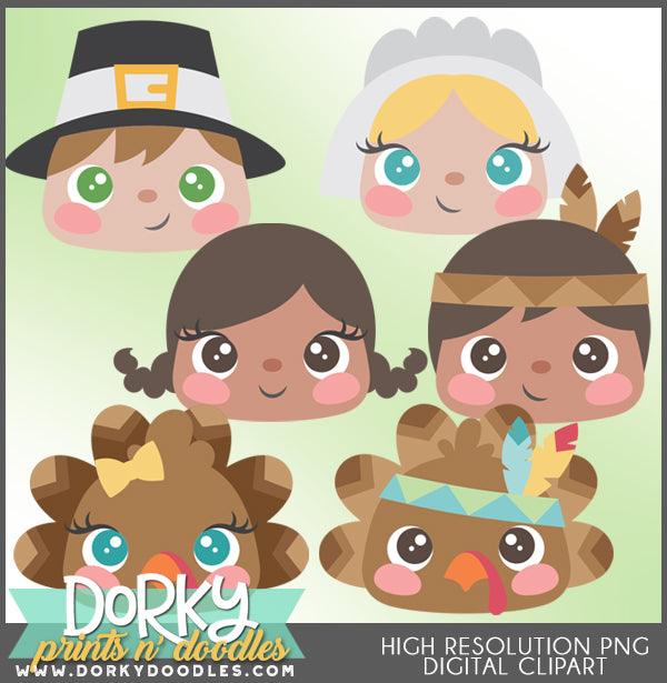 Cute Faces Thanksgiving Clipart