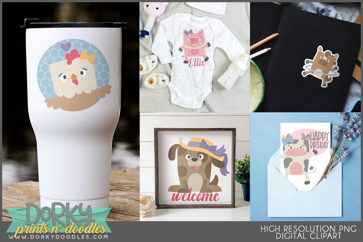 Cute Farm Animals Clipart