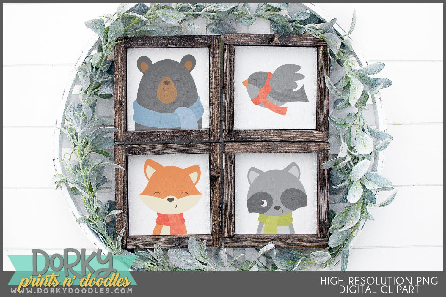 Cute Forest Faces Animals Clipart - Dorky Doodles
