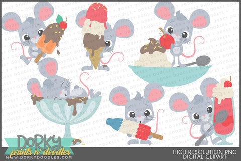 Cute Mouse Summer Clipart - Dorky Doodles