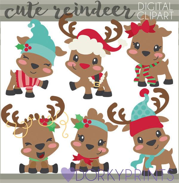 santa and reindeer clipart