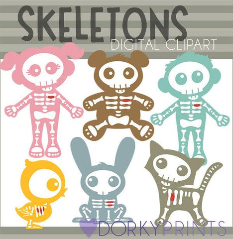 Cute Skeletons Halloween Clipart