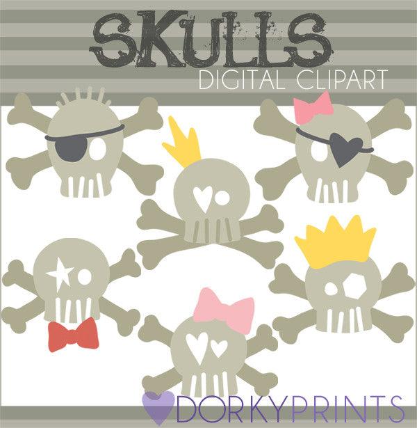 Cute Skulls Halloween Clipart