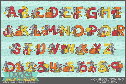 Cute Tool Alphabet Clipart - Dorky Doodles