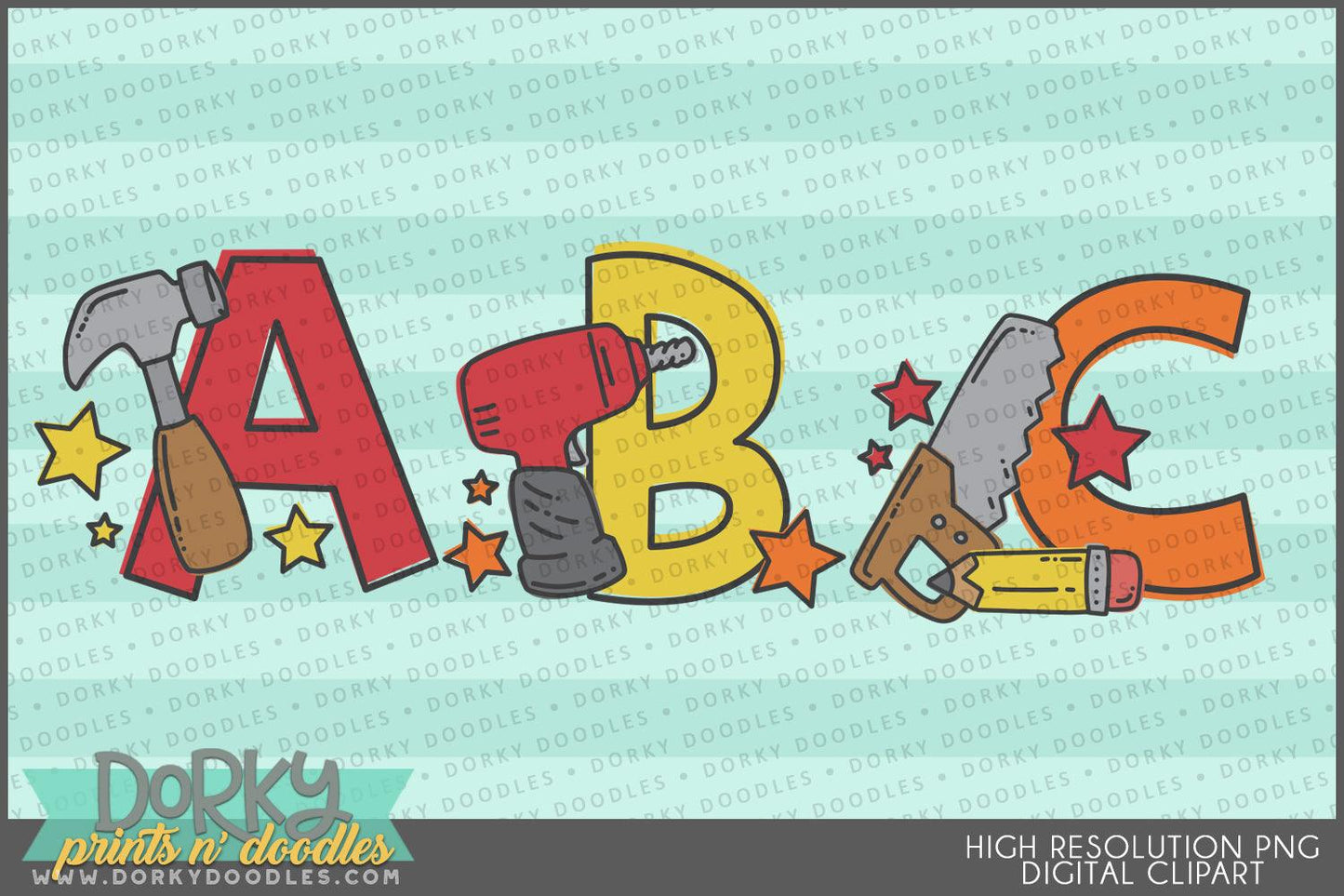 Cute Tool Alphabet Clipart - Dorky Doodles