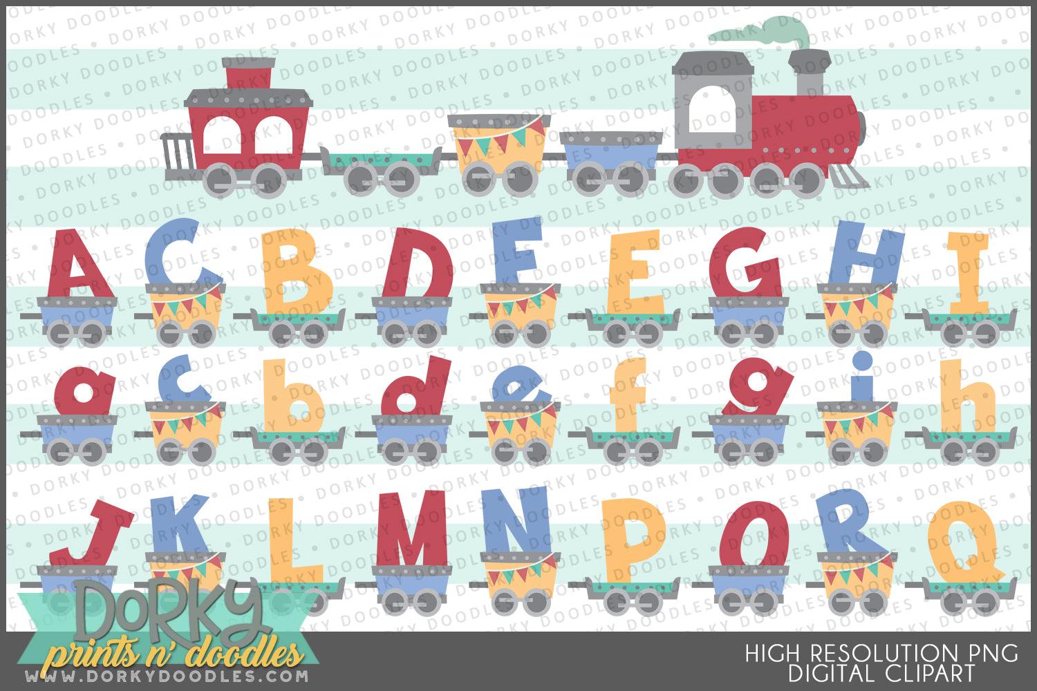 Cute Train Alphabet Clipart - Dorky Doodles