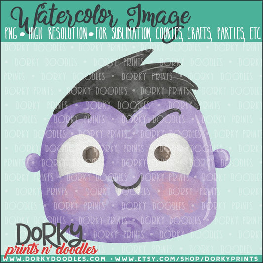 Cute Vampire Halloween Watercolor PNG