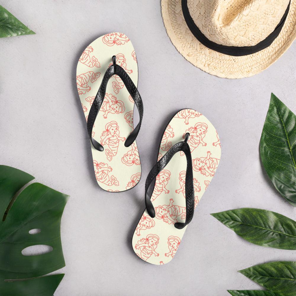 Cute Vintage Mermaid Flip Flops