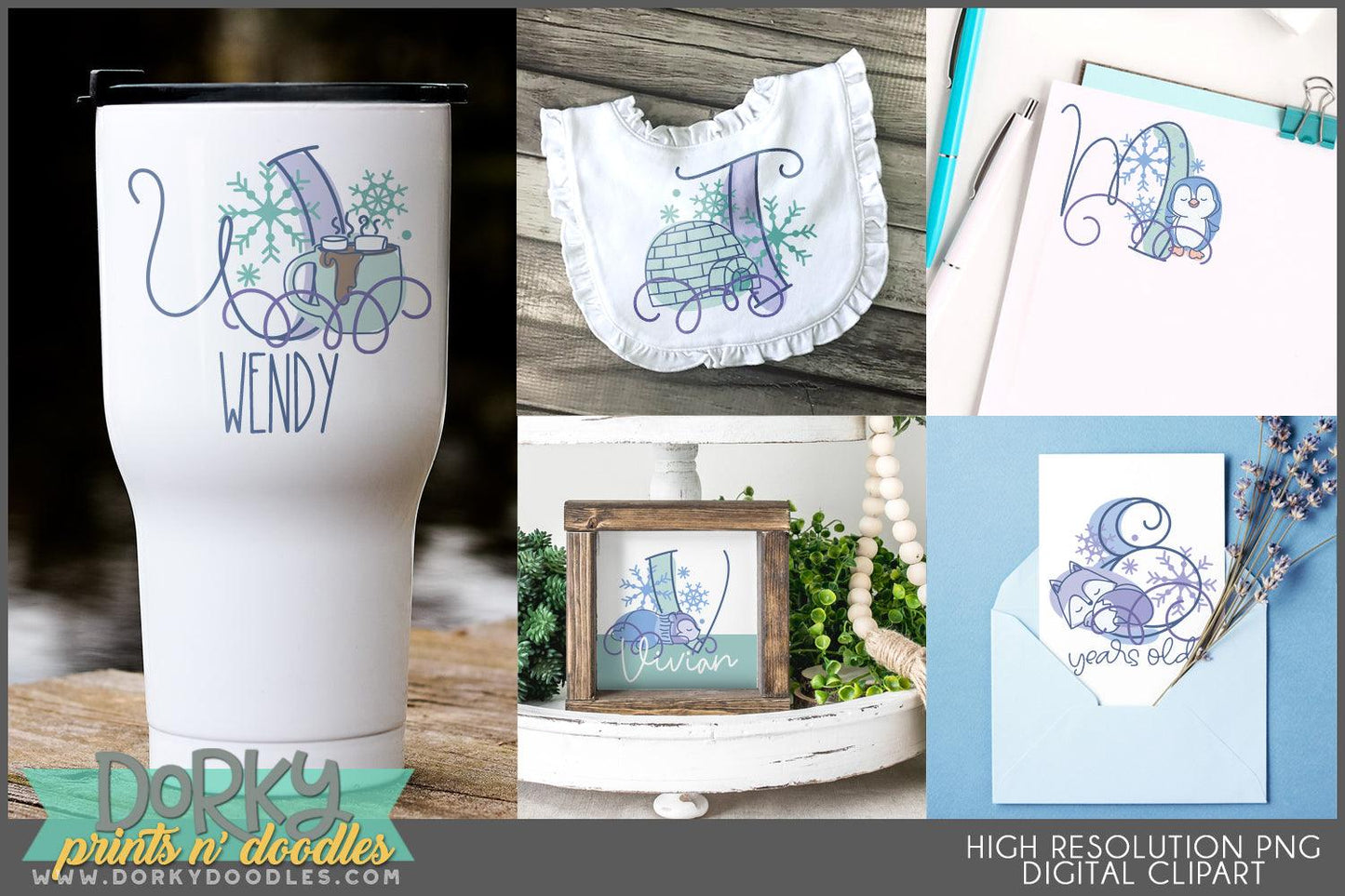 Cute Winter Alphabet Clipart