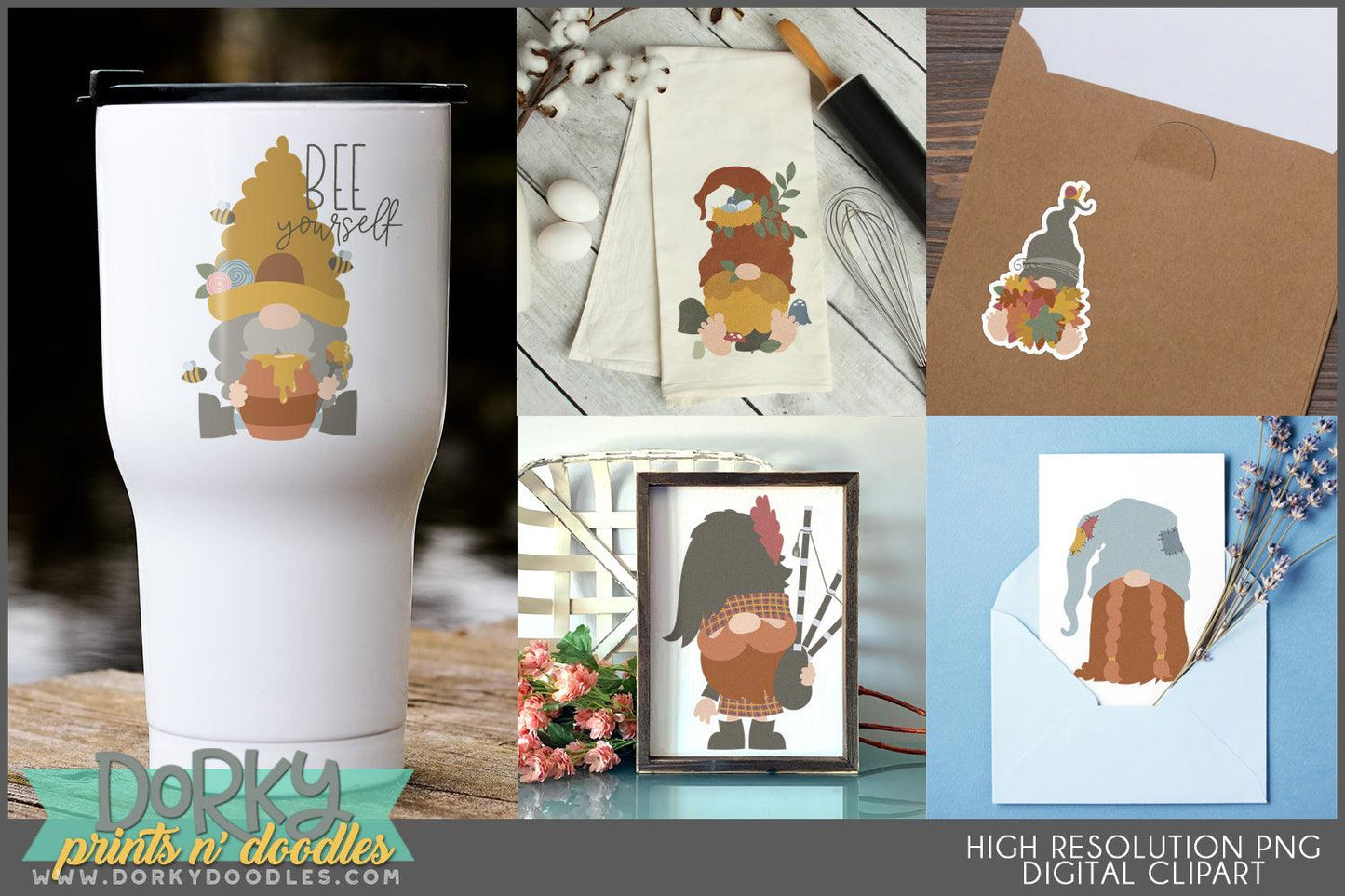 Cute Woodsy Gnome Character Clipart - Dorky Doodles