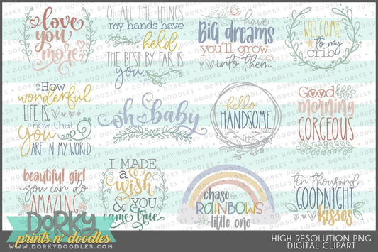 Cute Wordart for Babies Clipart - Dorky Doodles