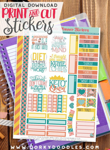 Diet Print and Cut Planner Stickers