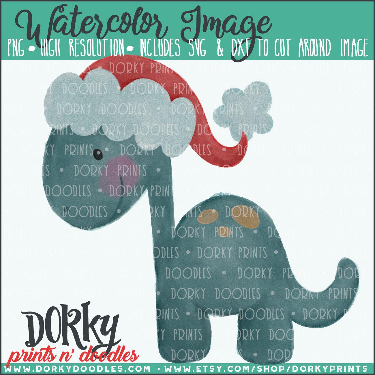 Dino Santa Watercolor PNG