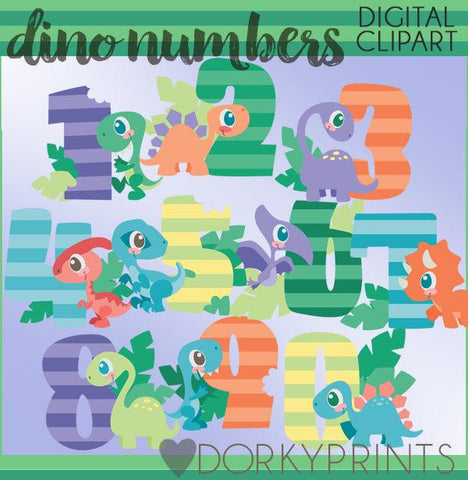 Dinosaur Numbers Birthday Clipart
