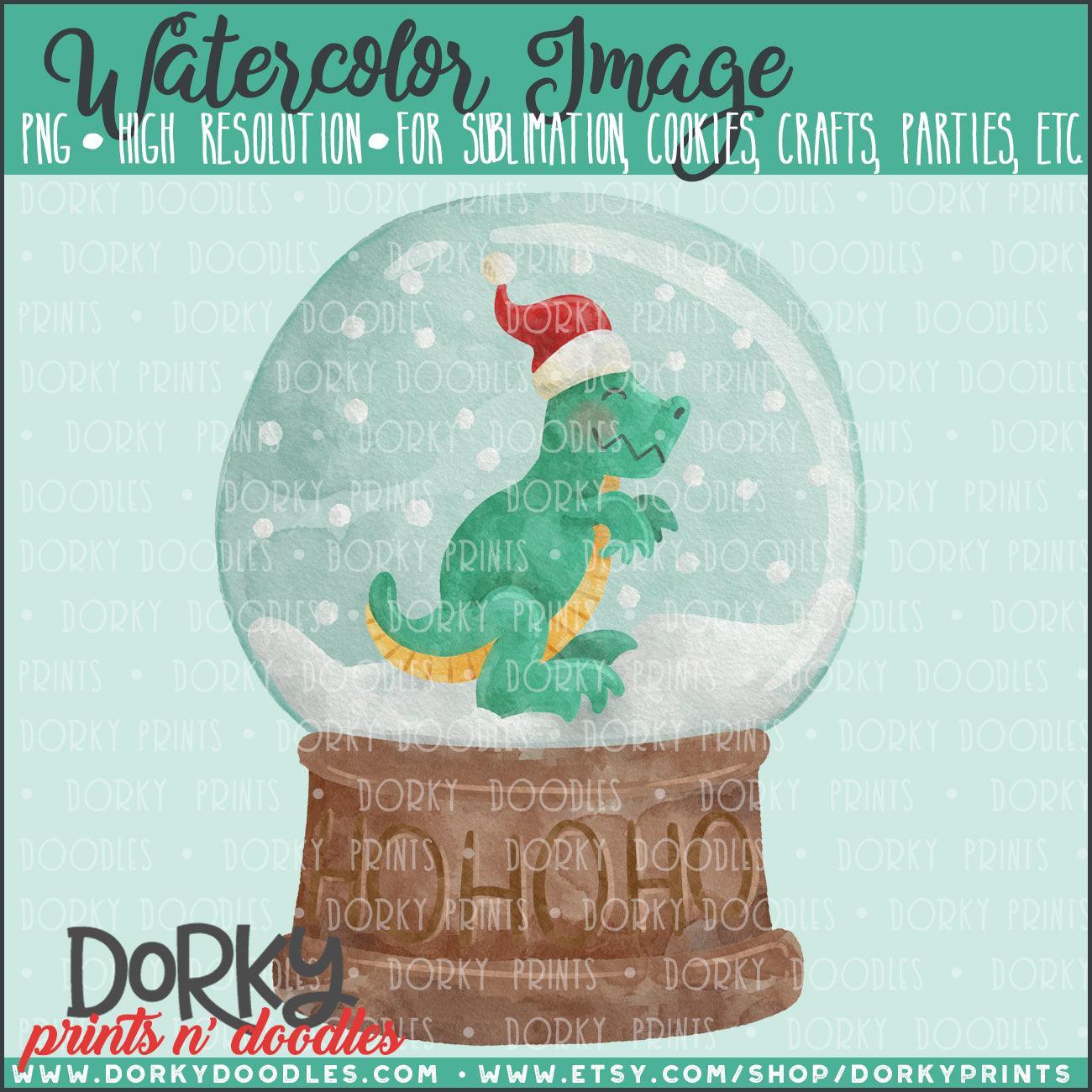 Dinosaur Snowglobe Watercolor PNG
