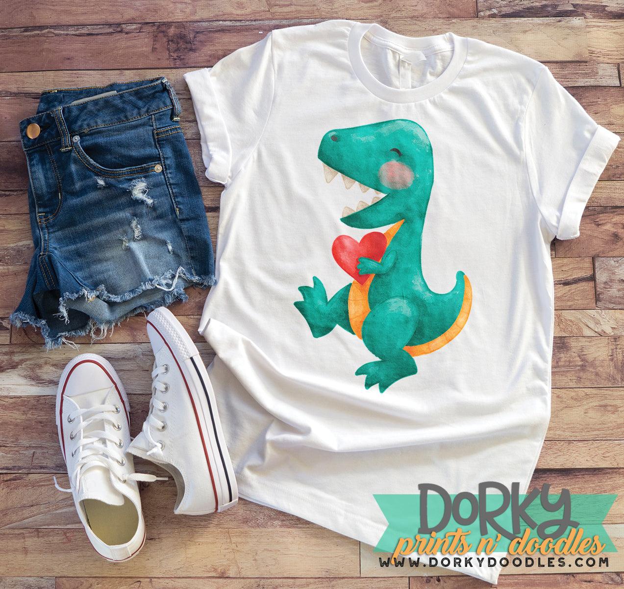 Dinosaur Valentine's Day Watercolor PNG
