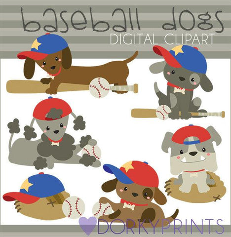 Doggy Baseball Animals Clipart