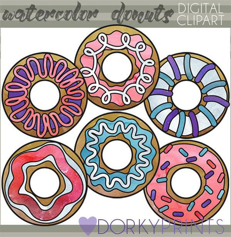 Donut Watercolor Food Clipart