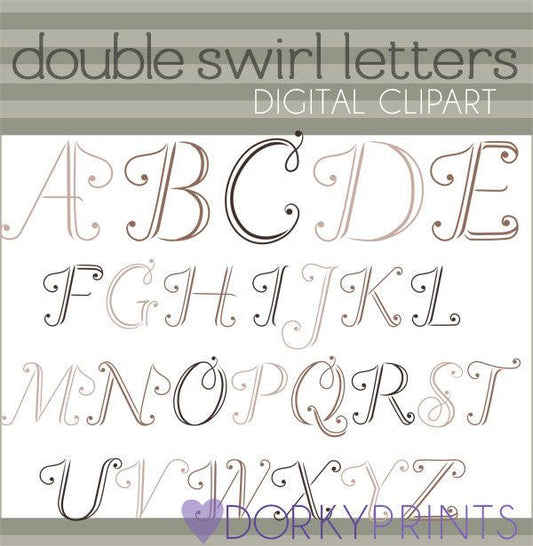 Double Swirl Alphabet Clipart