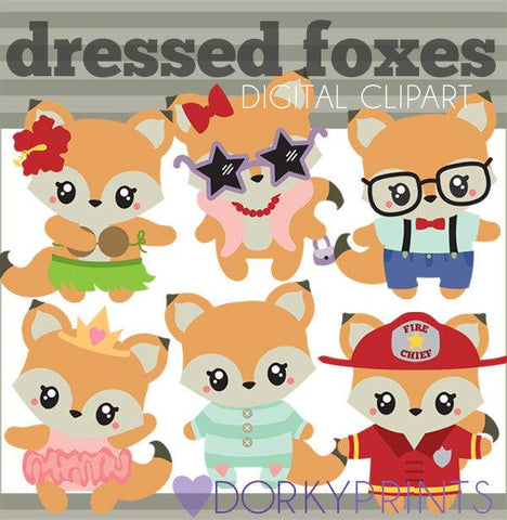 Dressed Fox Animals Clipart